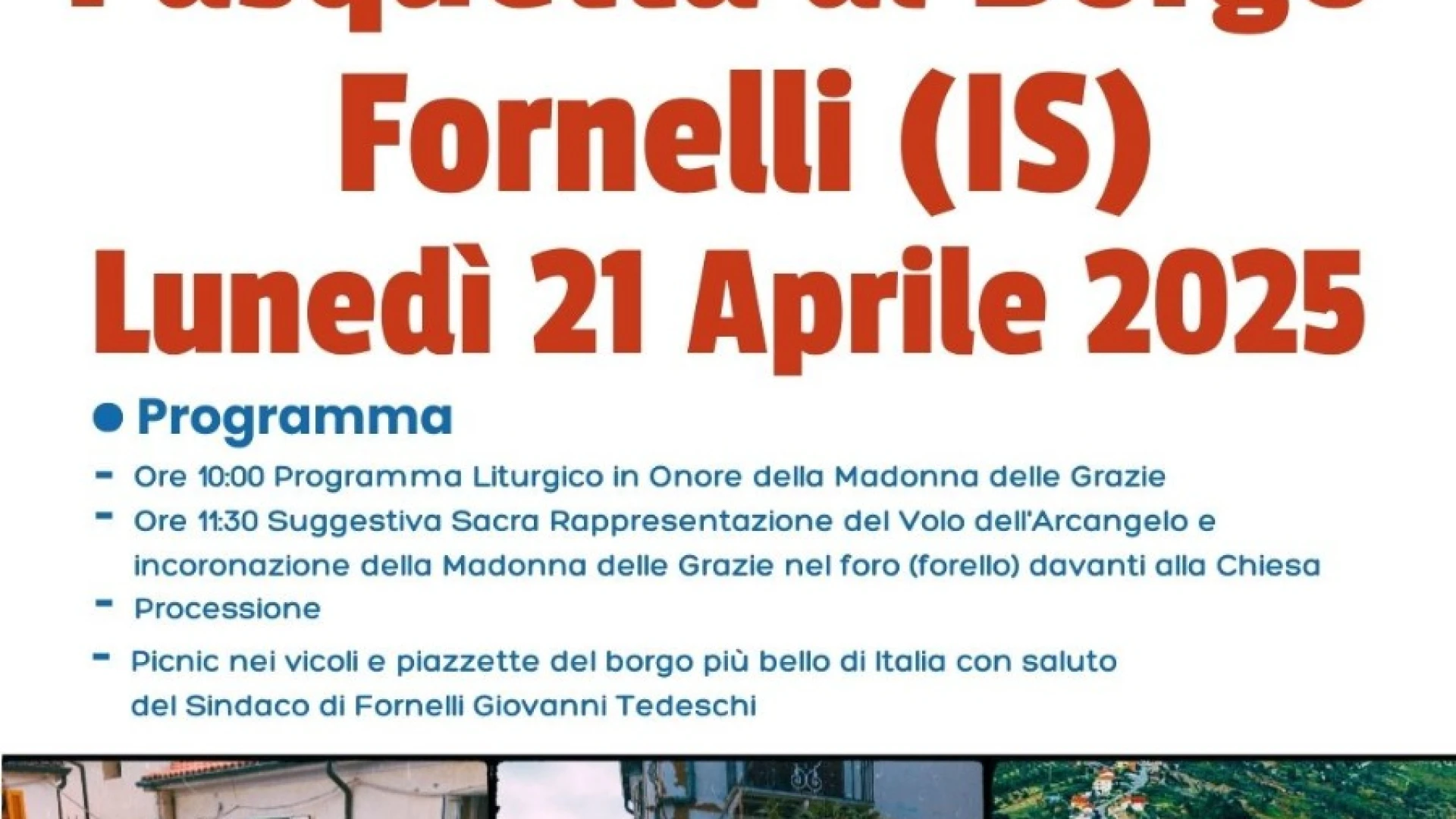Fornelli: Lunedi’ 21 aprile appuntamento con l’edizione 2025 della “Pasquetta al Borgo”